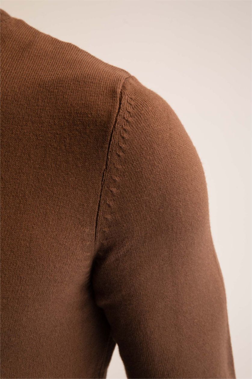 MAN Brown Slim Fit Turtleneck Knitwear Pullover