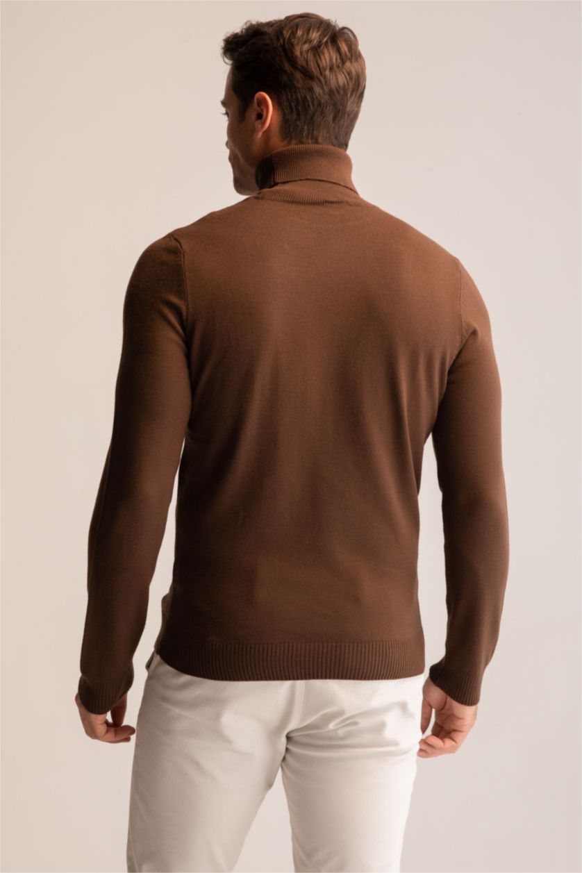 MAN Brown Slim Fit Turtleneck Knitwear Pullover