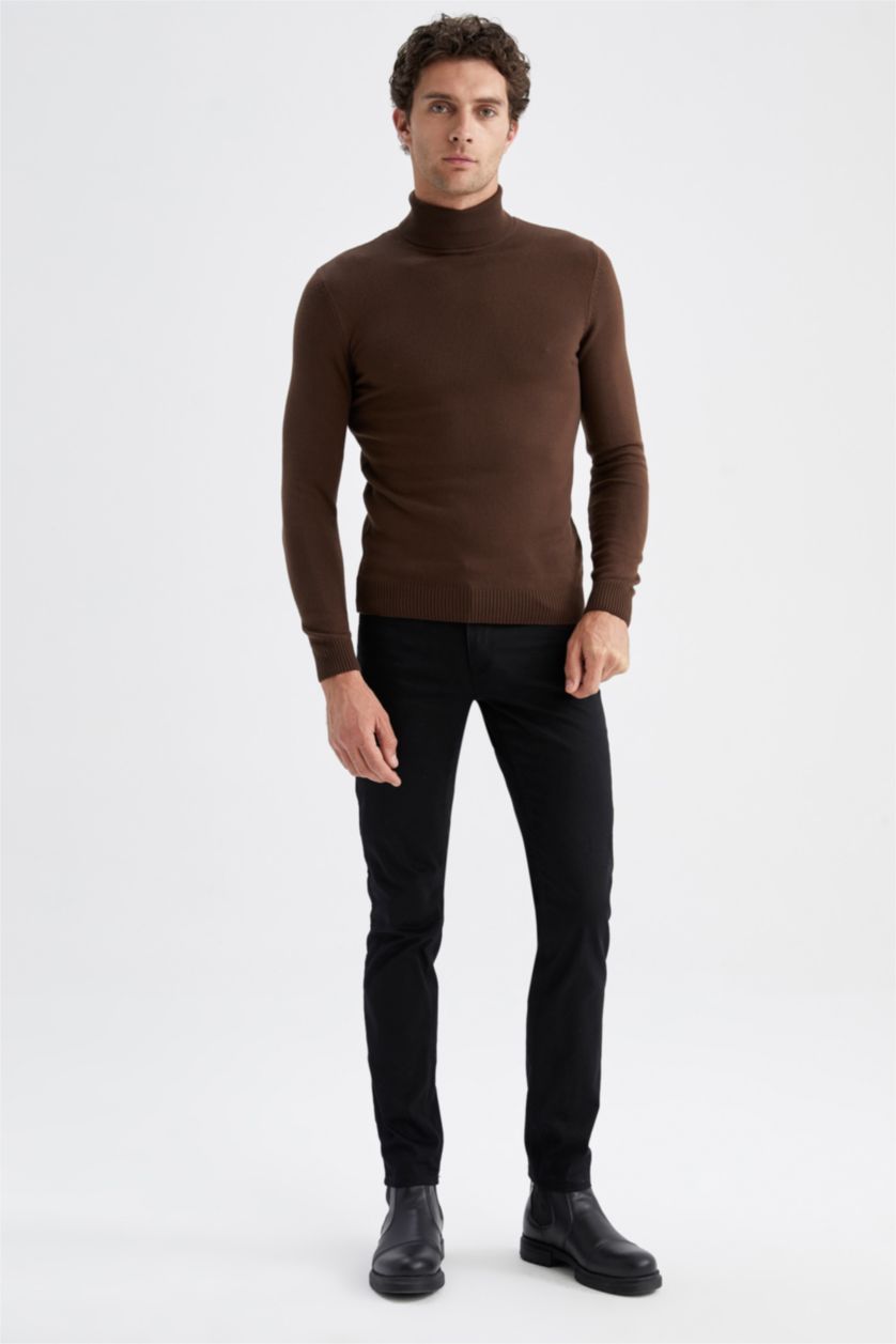 MAN Brown Slim Fit Turtleneck Knitwear Pullover