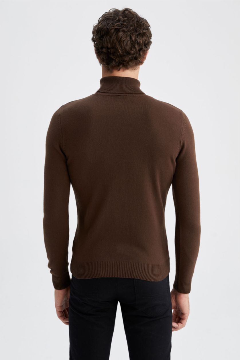 MAN Brown Slim Fit Turtleneck Knitwear Pullover