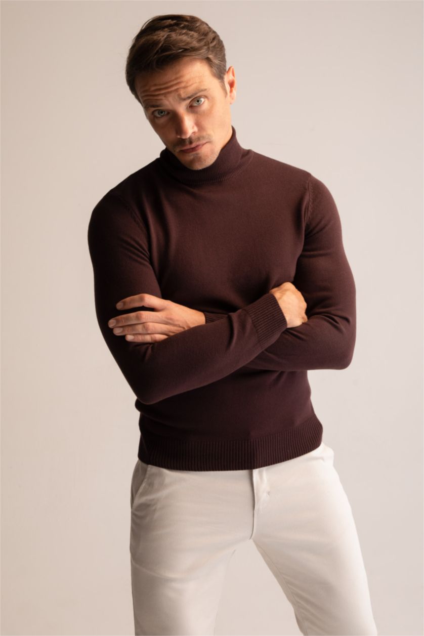 رجال خمري بلوز صوف سليم فيت بياقة مدورة