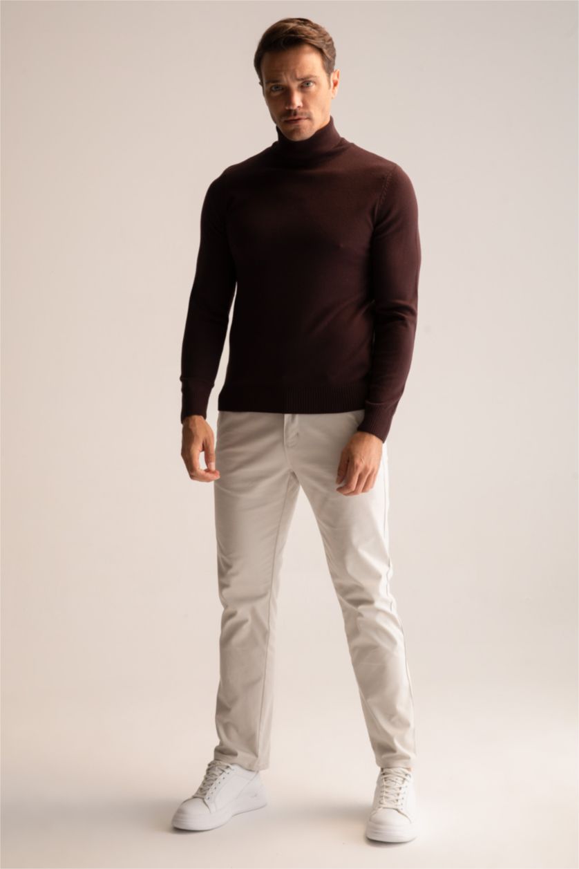 رجال خمري بلوز صوف سليم فيت بياقة مدورة