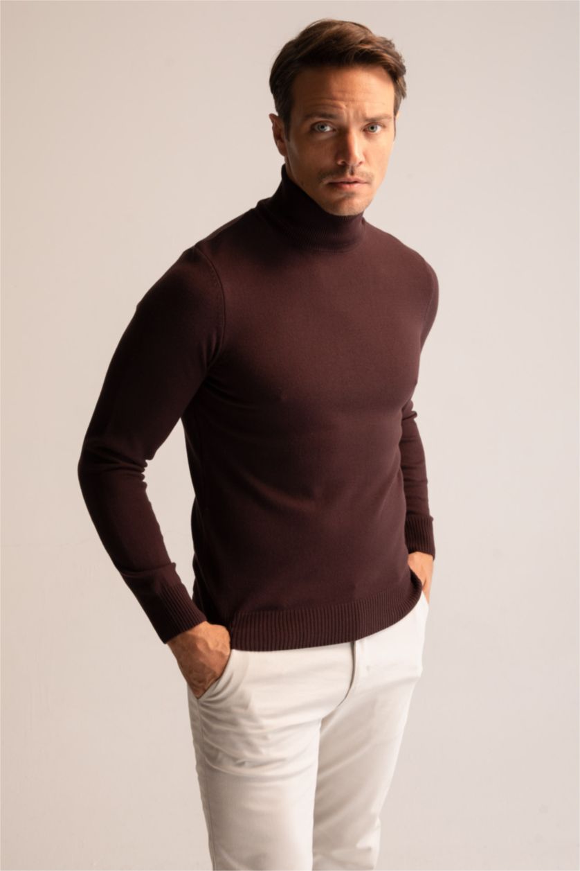 رجال خمري بلوز صوف سليم فيت بياقة مدورة