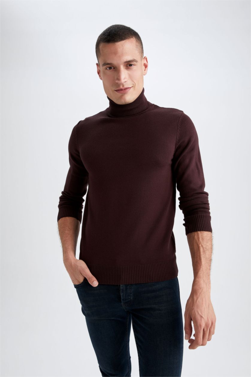 رجال خمري بلوز صوف سليم فيت بياقة مدورة