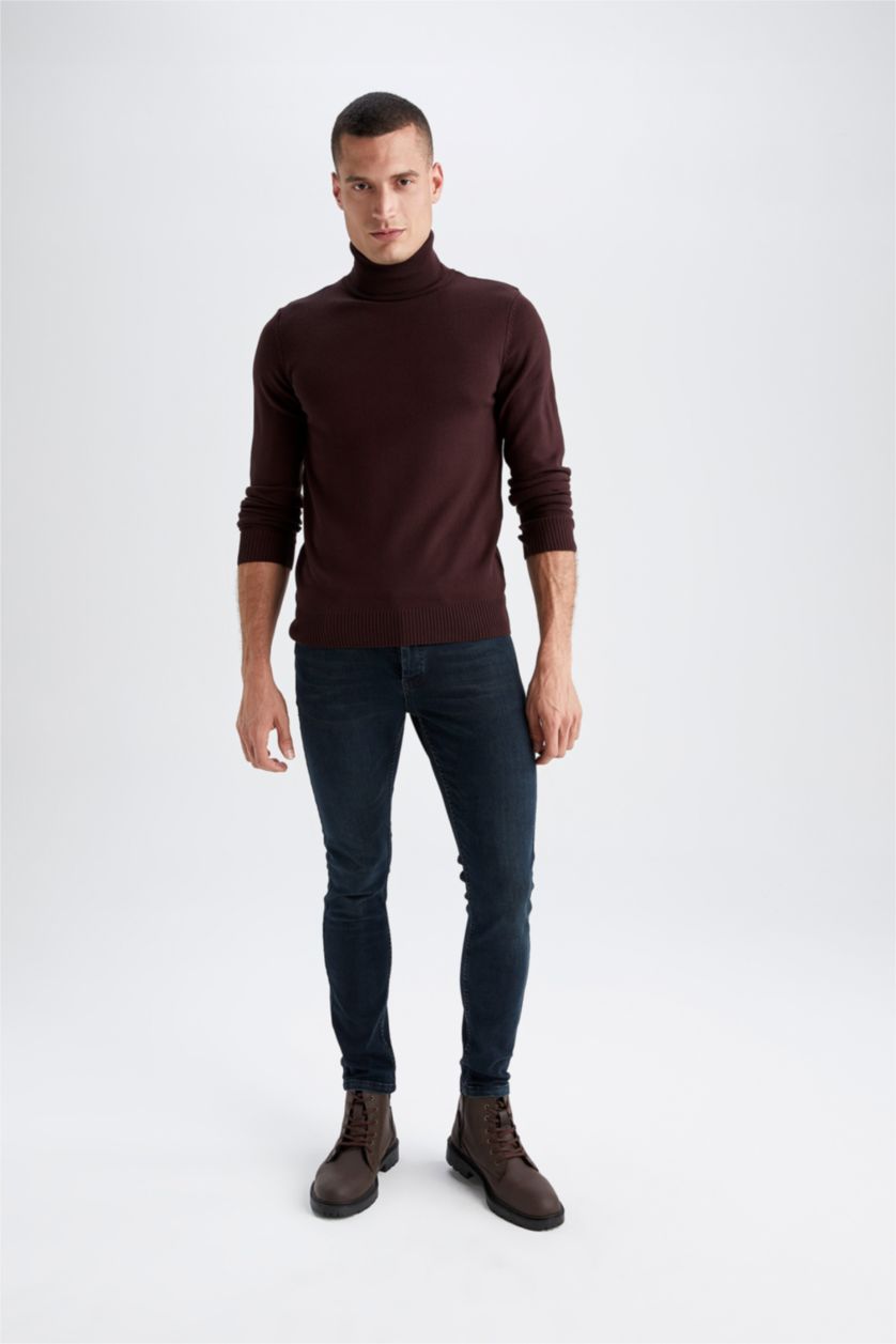 رجال خمري بلوز صوف سليم فيت بياقة مدورة