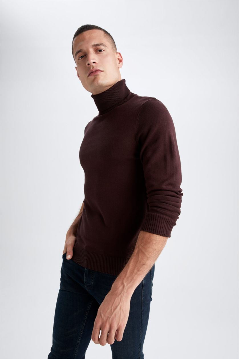 رجال خمري بلوز صوف سليم فيت بياقة مدورة