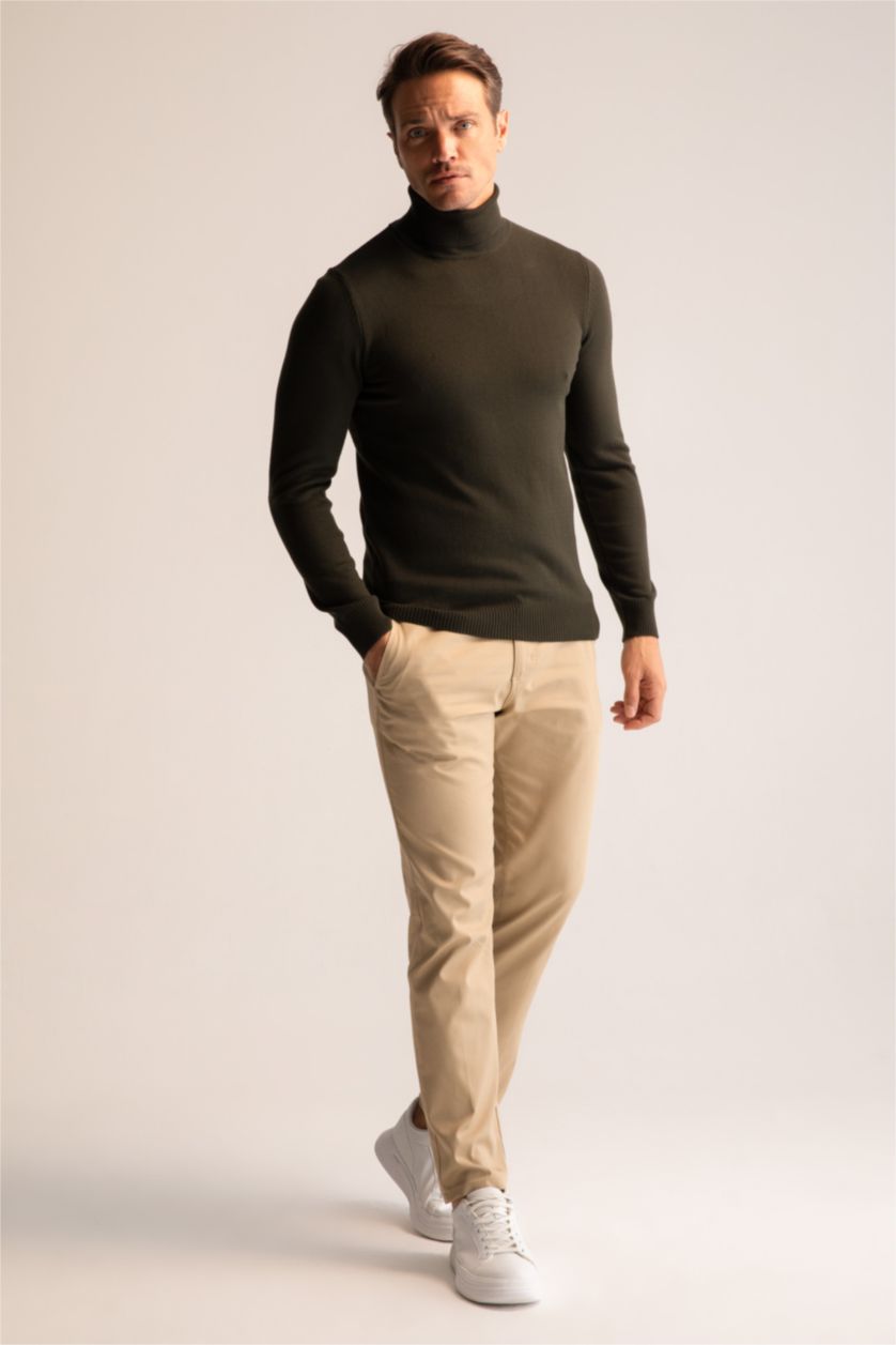 MAN Dark Green Slim Fit Turtleneck Knitted Pullover