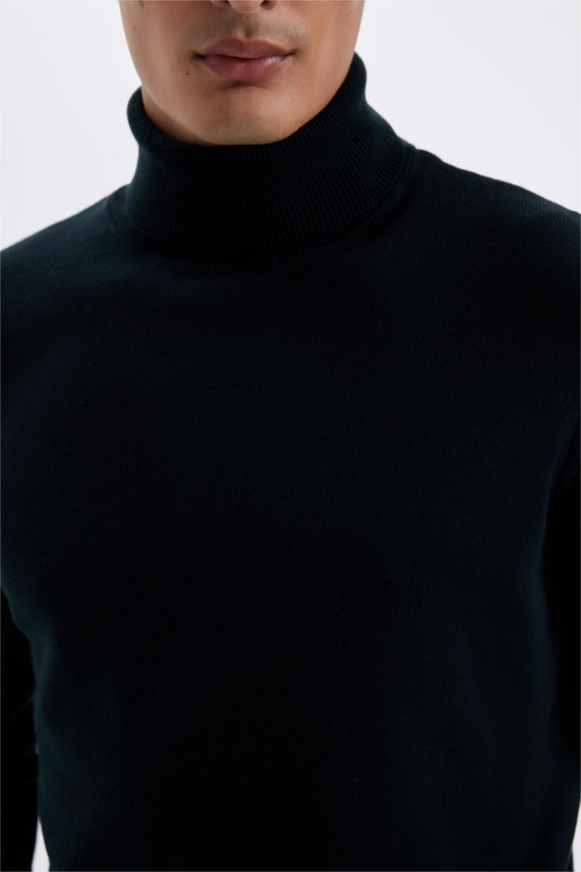 رجالي أخضر غامق بلوفر تريكو سليم فيت هاي كول