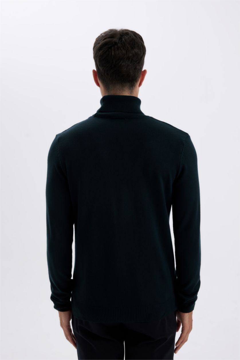 رجالي أخضر غامق بلوفر تريكو سليم فيت هاي كول