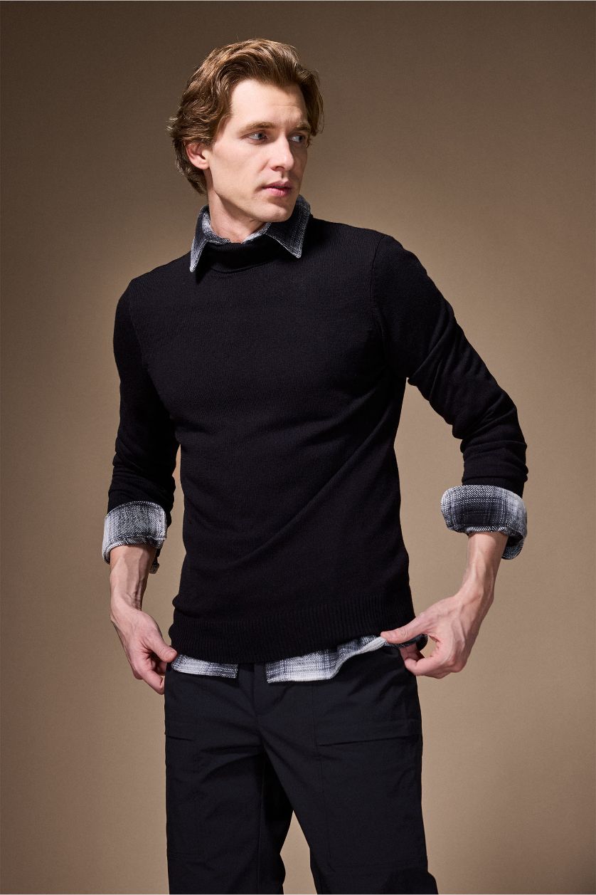 Erkek Siyah Slim Fit Triko Kazak