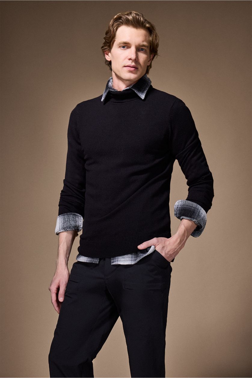 Erkek Siyah Slim Fit Triko Kazak