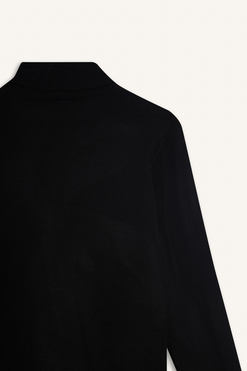 Erkek Siyah Slim Fit Triko Kazak