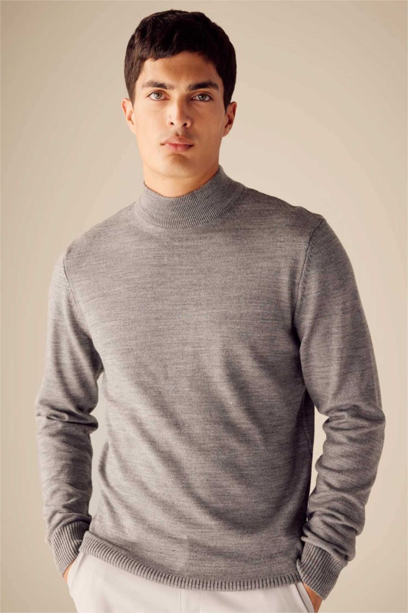 MAN Anthracite Slim Fit Turtleneck Knitwear Pullover