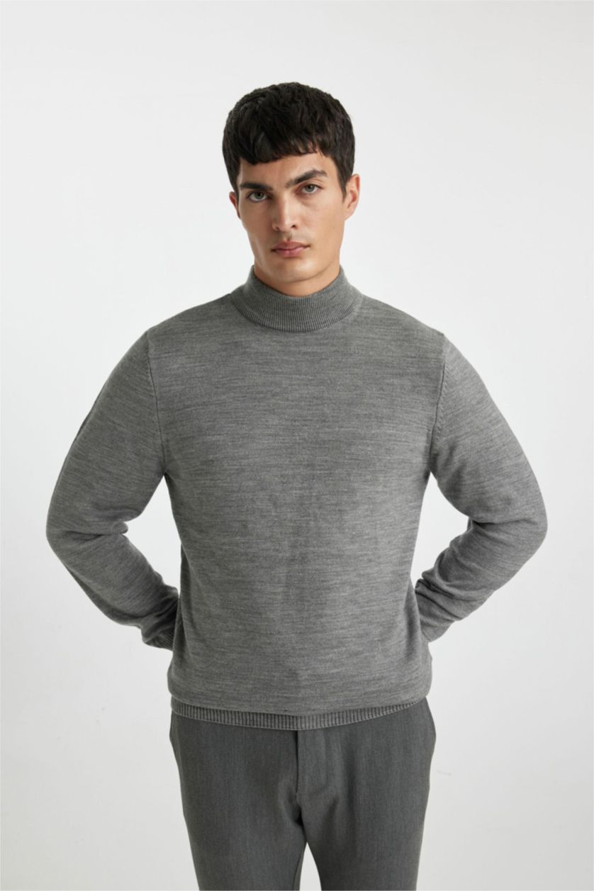 MAN Anthracite Slim Fit Turtleneck Knitwear Pullover