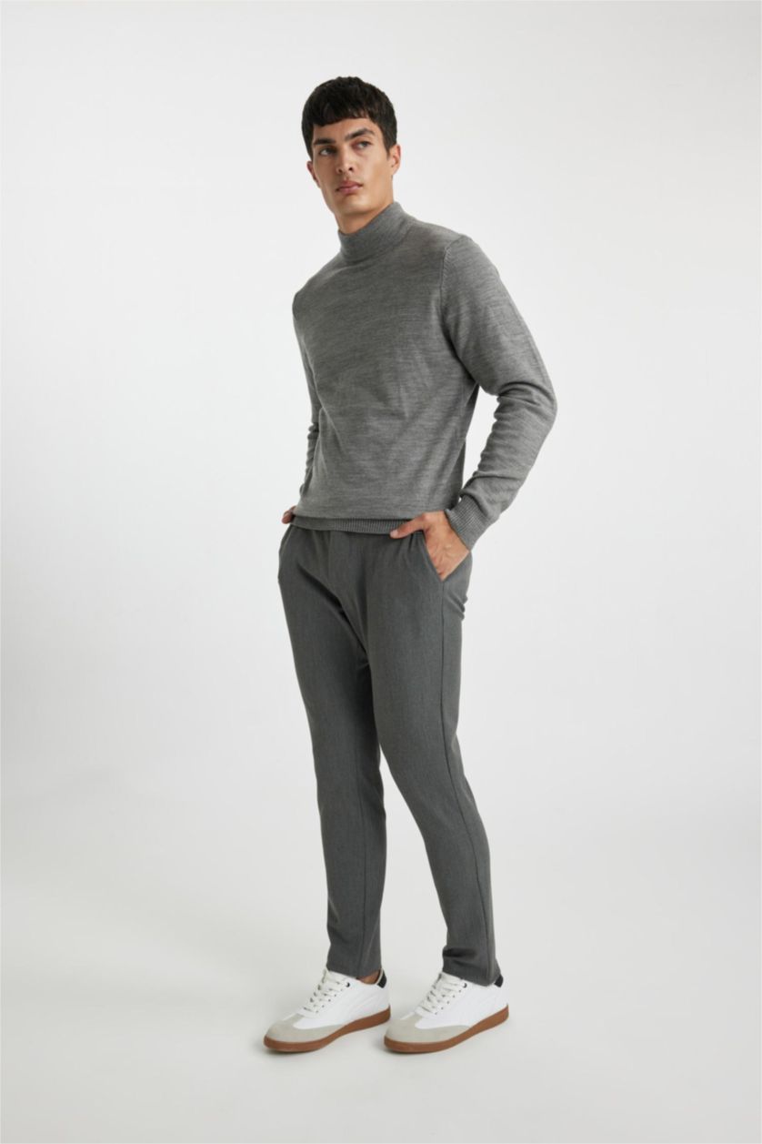 MAN Anthracite Slim Fit Turtleneck Knitwear Pullover