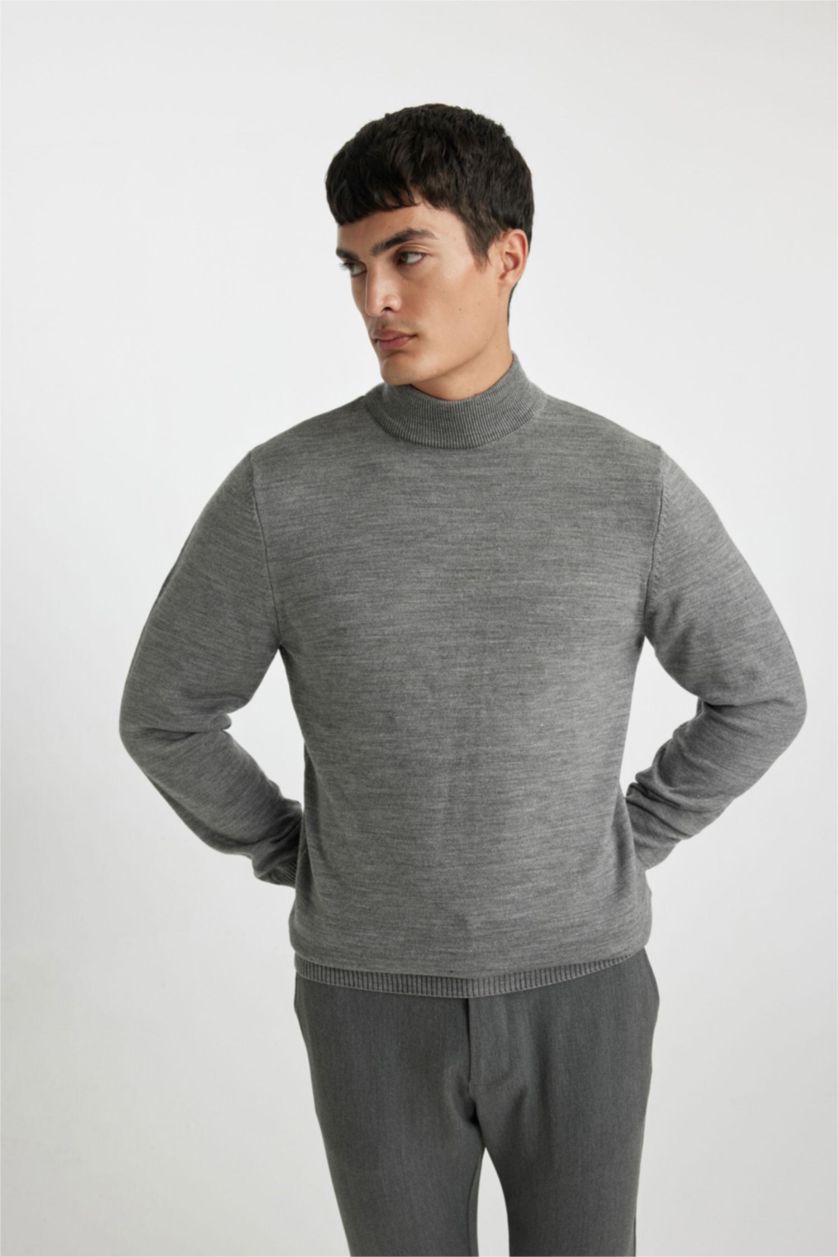 MAN Anthracite Slim Fit Turtleneck Knitwear Pullover
