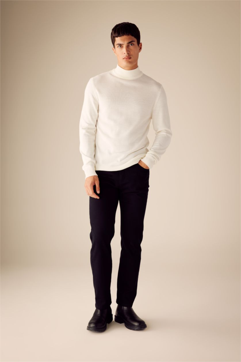 رجال بيج فاتح Slim Fit Knitwear Pullover