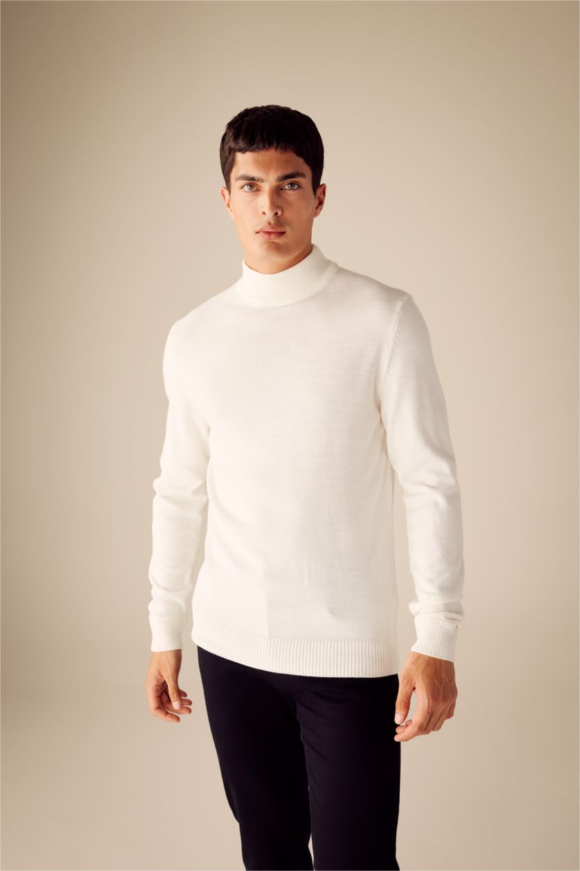 رجال بيج فاتح Slim Fit Knitwear Pullover
