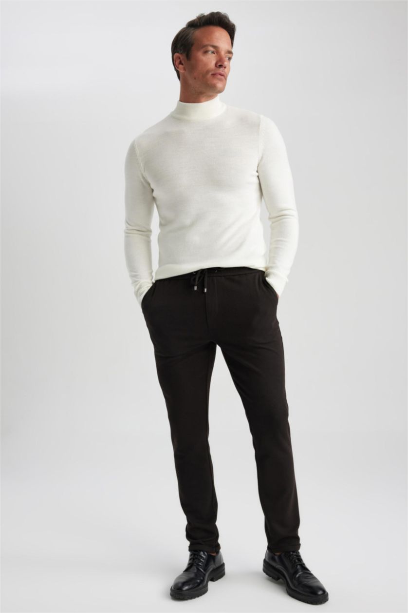 رجال بيج فاتح Slim Fit Knitwear Pullover