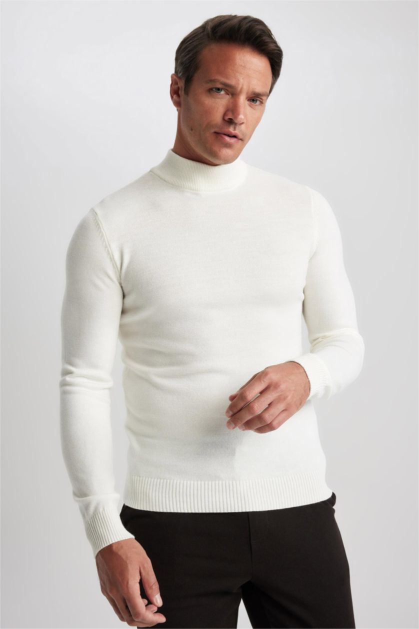 رجال بيج فاتح Slim Fit Knitwear Pullover
