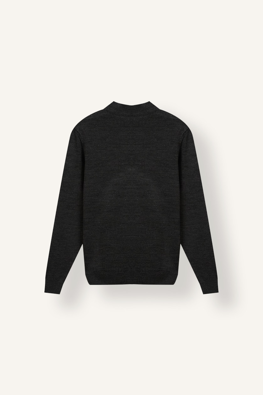 Erkek Antasit Melanj Slim Fit Yarım Balıkçı Yaka Basic Triko Kazak