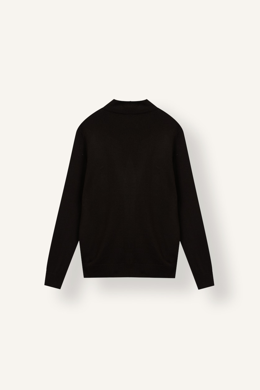 Erkek Kahve Slim Fit Yarım Balıkçı Yaka Basic Triko Kazak