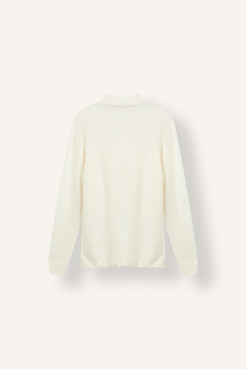 Erkek Ekru Slim Fit Yarım Balıkçı Yaka Basic Triko Kazak