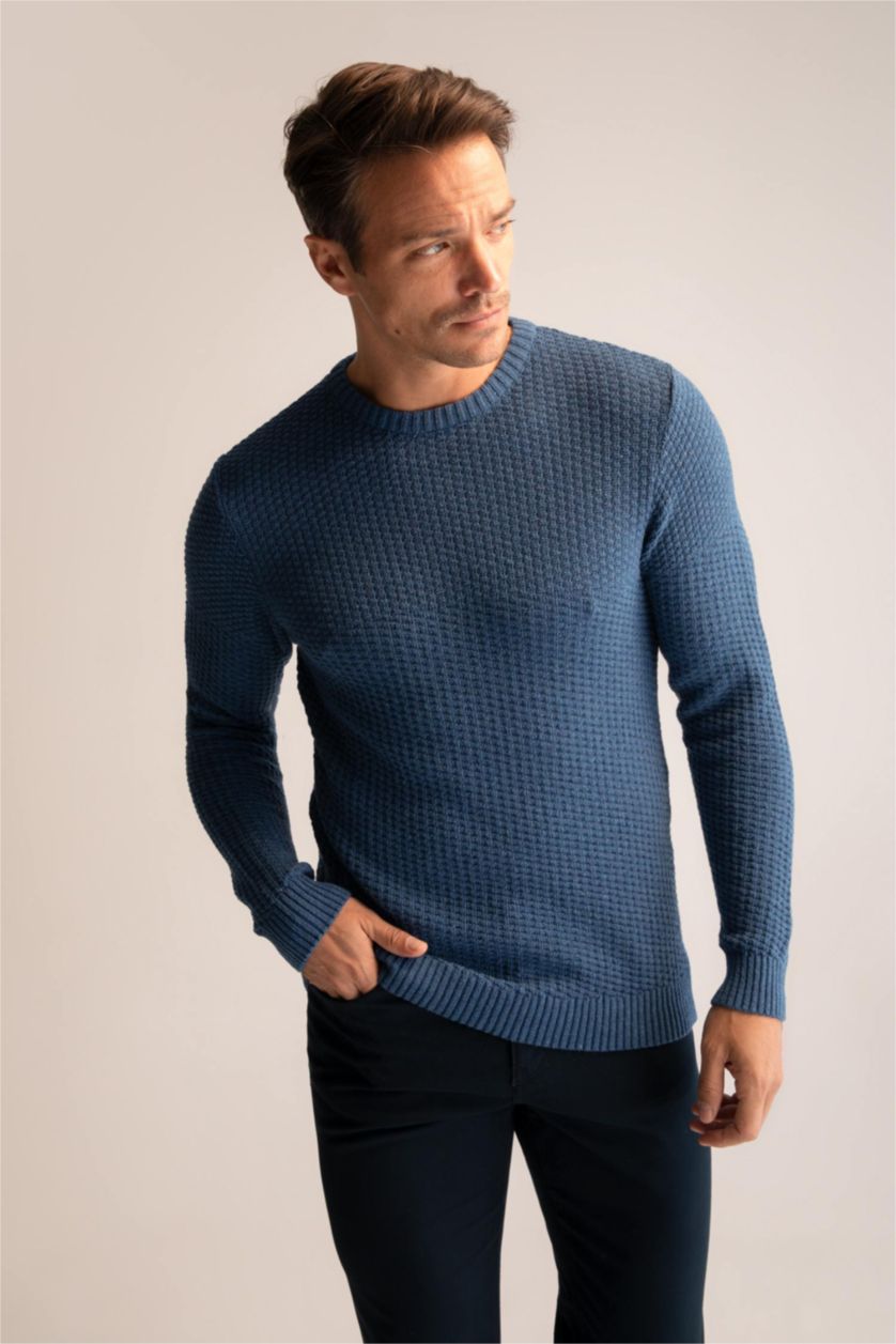 HOMME Indigo Pull Tricot Col rond
