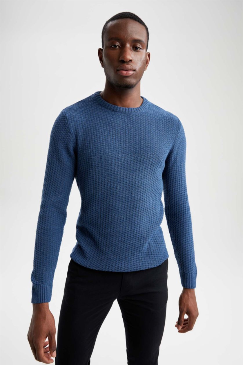 HOMME Indigo Pull Tricot Col rond