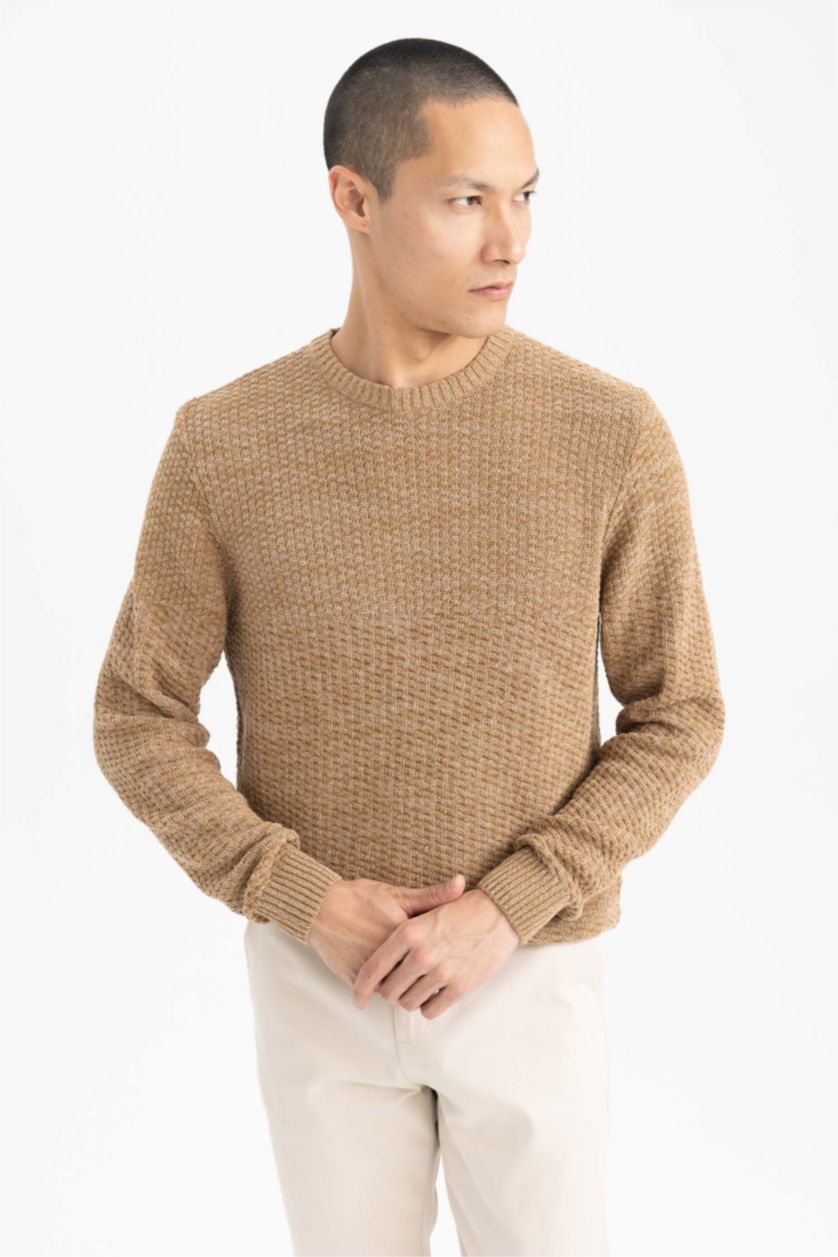 Men Camel Standard Fit Knitwear Pullover