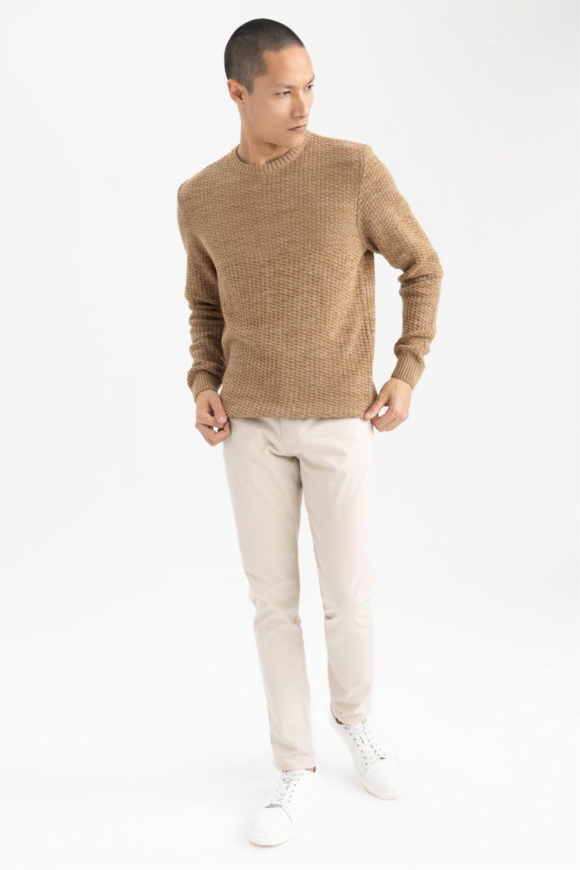 Men Camel Standard Fit Knitwear Pullover