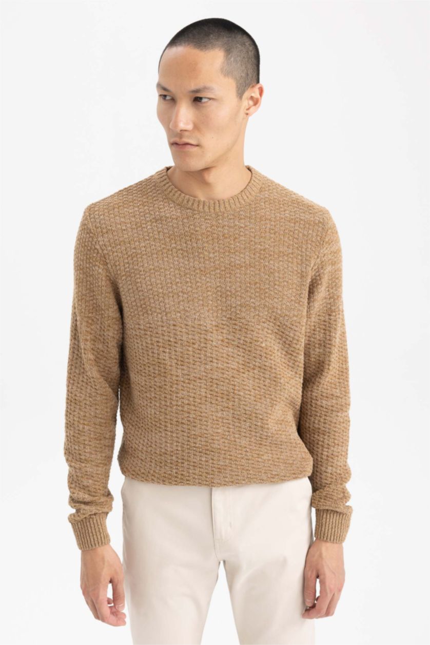 Men Camel Standard Fit Knitwear Pullover