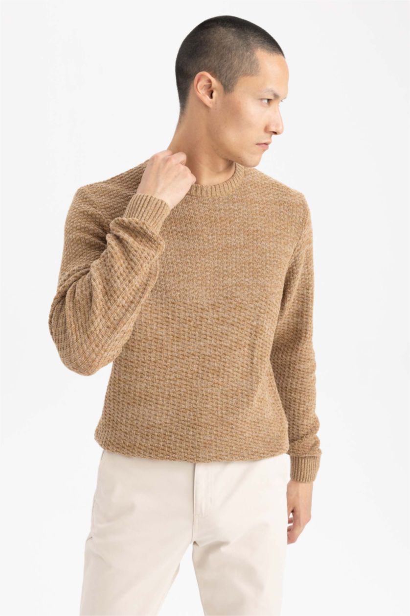 Men Camel Standard Fit Knitwear Pullover