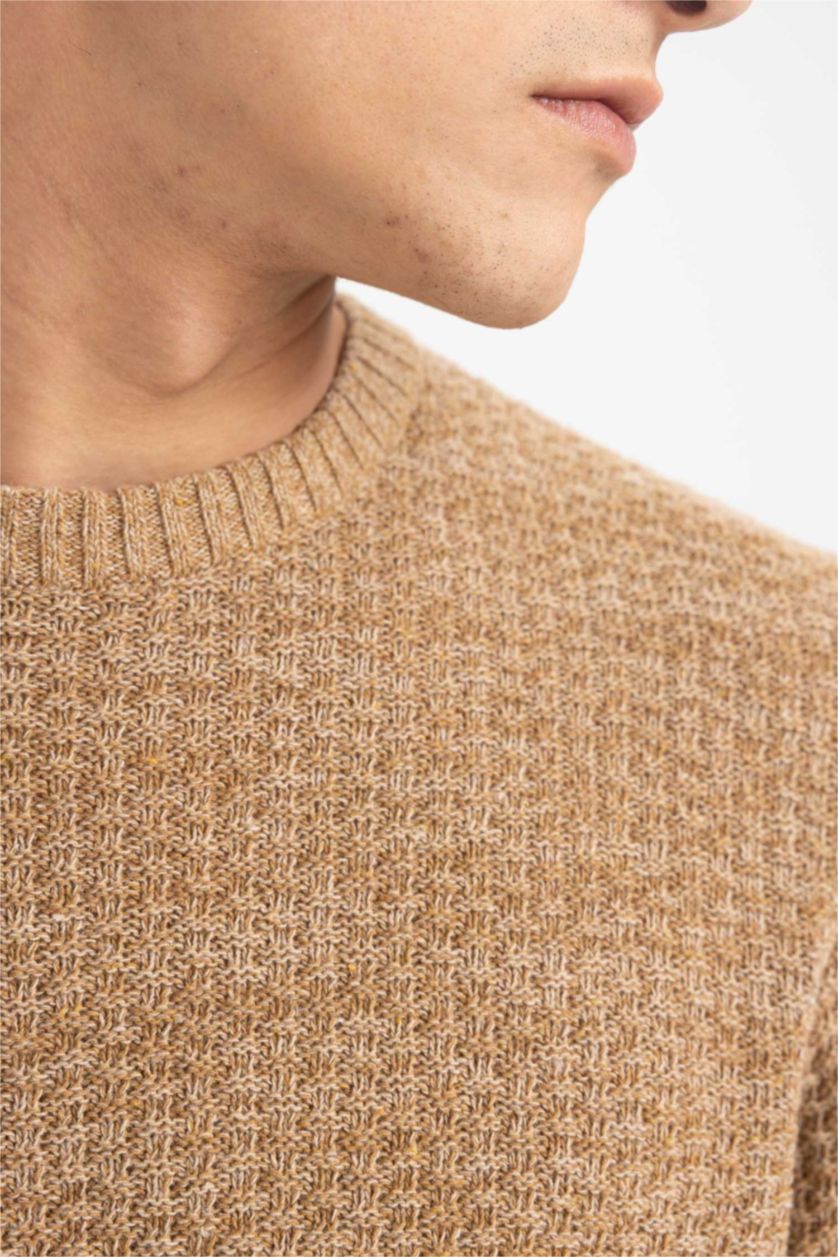 Men Camel Standard Fit Knitwear Pullover
