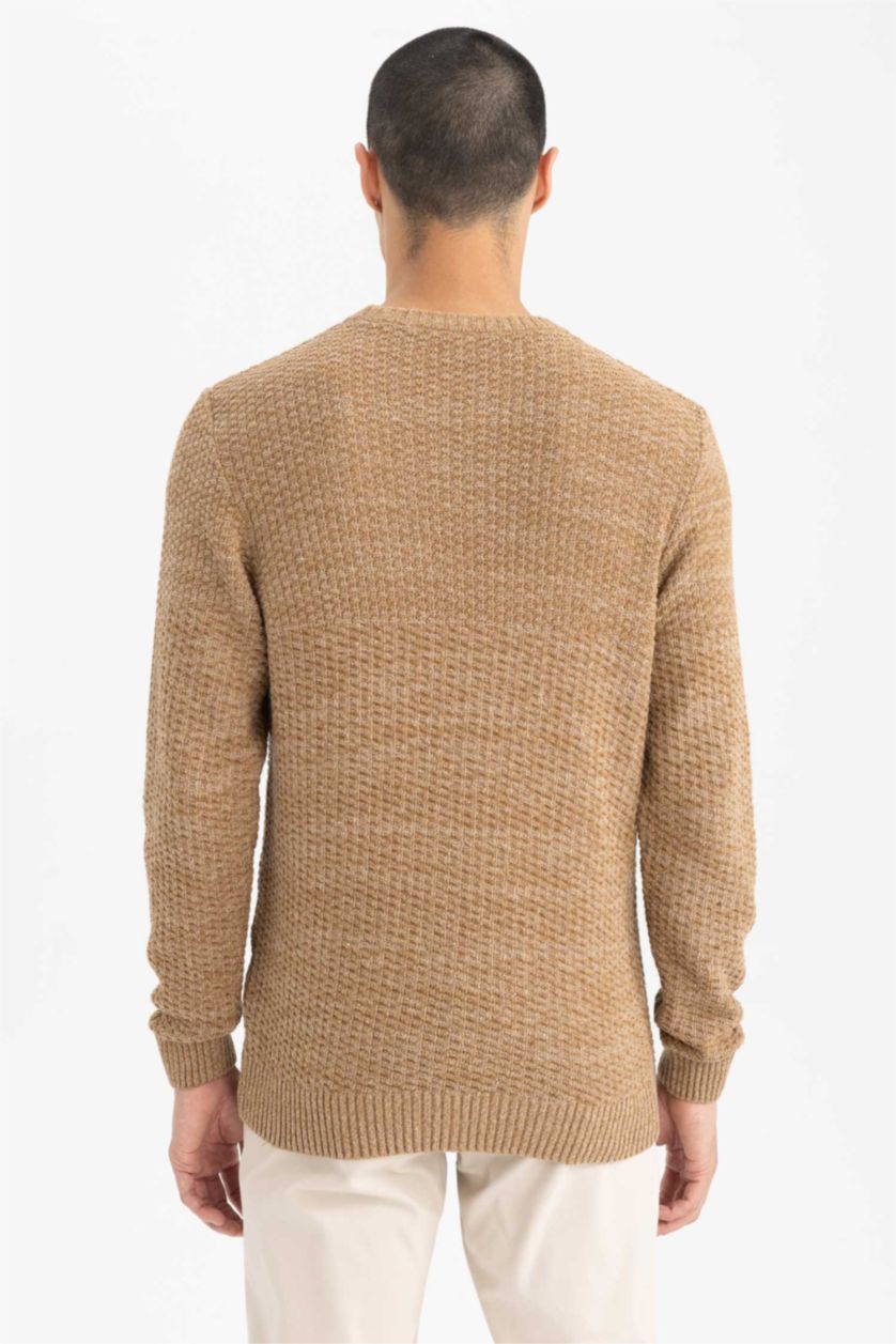 Men Camel Standard Fit Knitwear Pullover