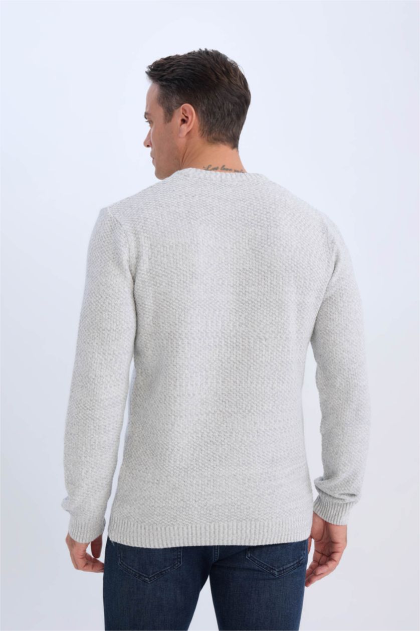 MAN Grey Melange Standard Fit Crew Neck Knitwear Pullover