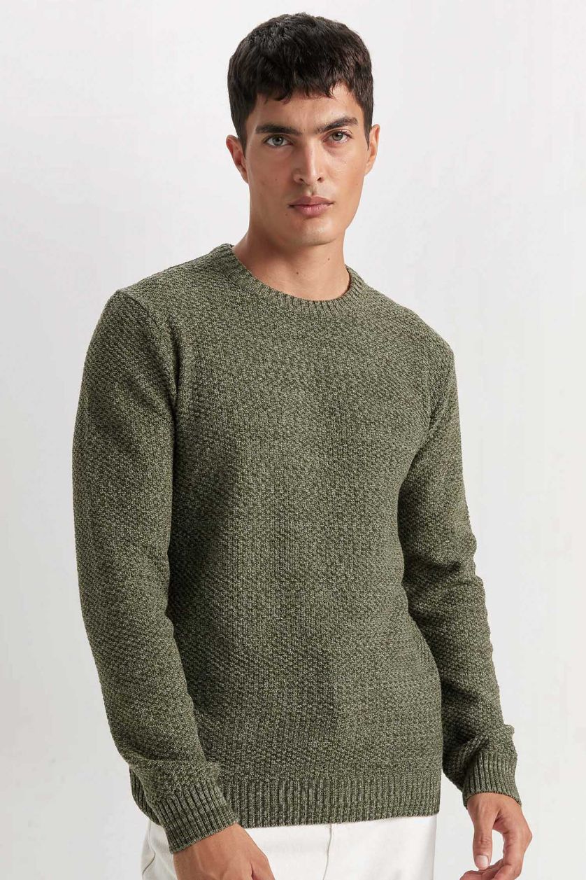 رجال كاكي بلوز تريكو قصة عادية بياخة مستديرة