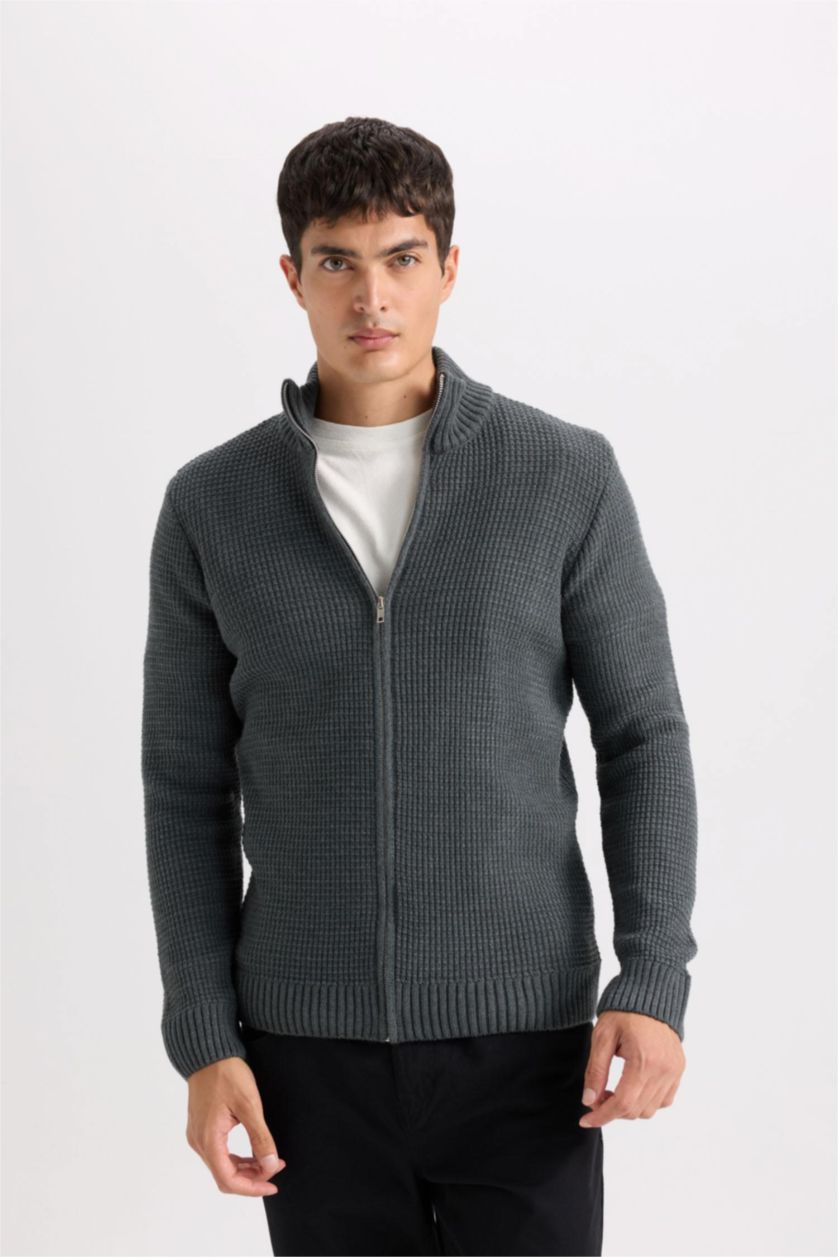 Man Anthracite Standard Fit Knitwear Cardigan