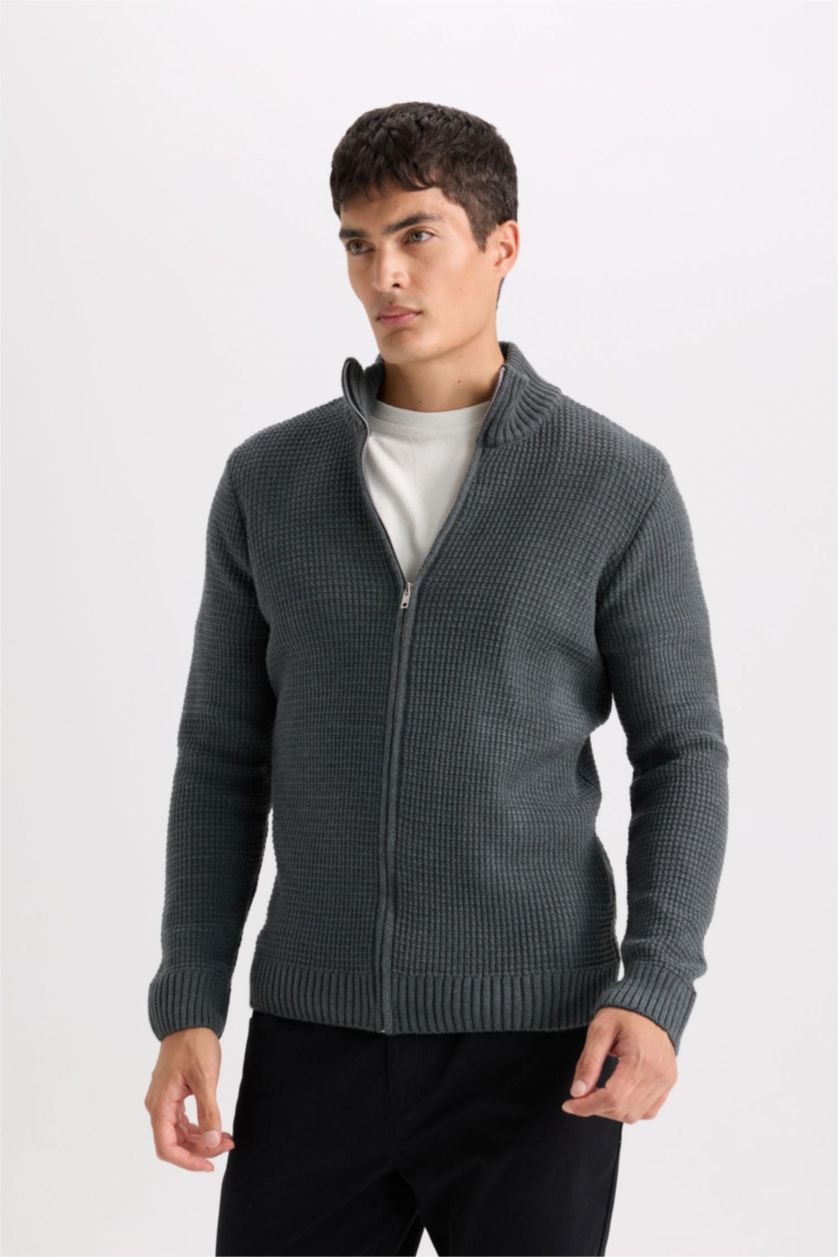 Man Anthracite Standard Fit Knitwear Cardigan