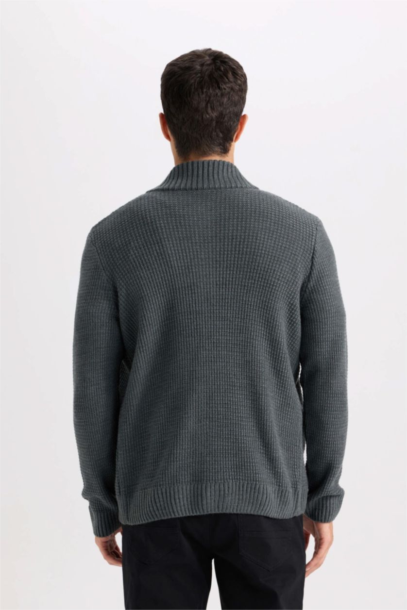 Man Anthracite Standard Fit Knitwear Cardigan
