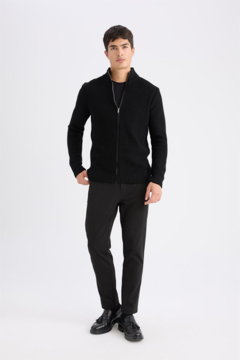 Man Black Standard Fit Knitwear Cardigan