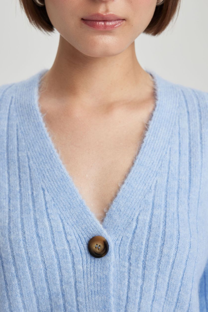 FEMME Bleu Cardigan en tricot Coupe Régulière Col En V