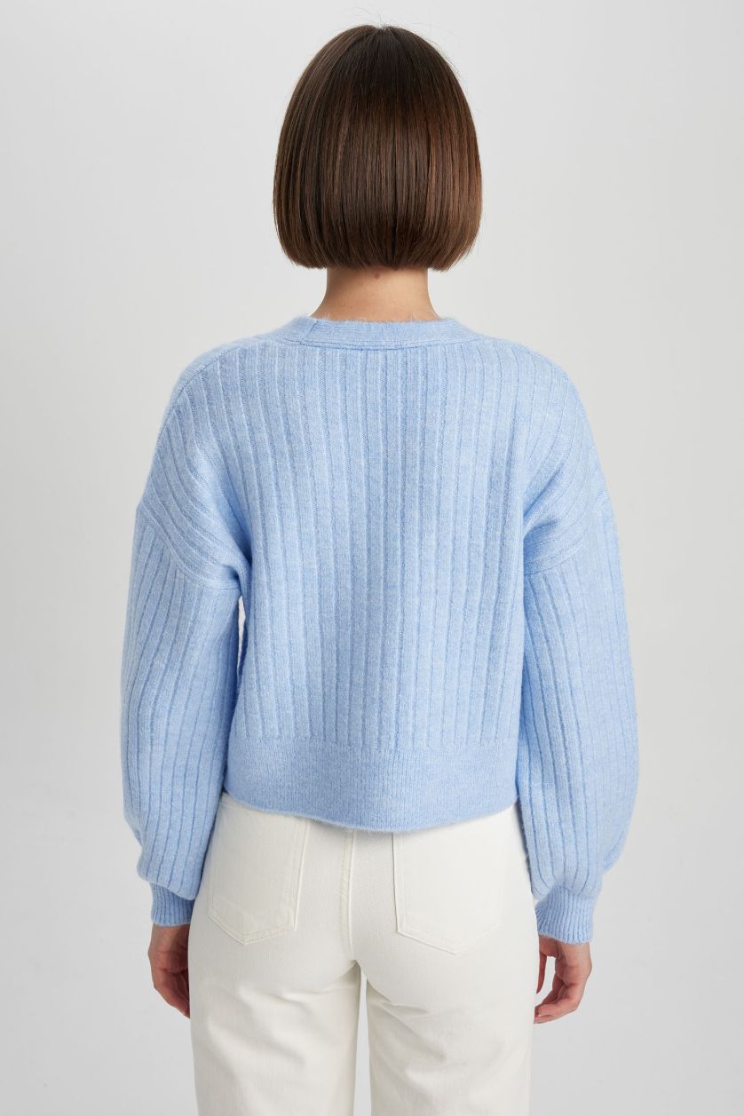 FEMME Bleu Cardigan en tricot Coupe Régulière Col En V
