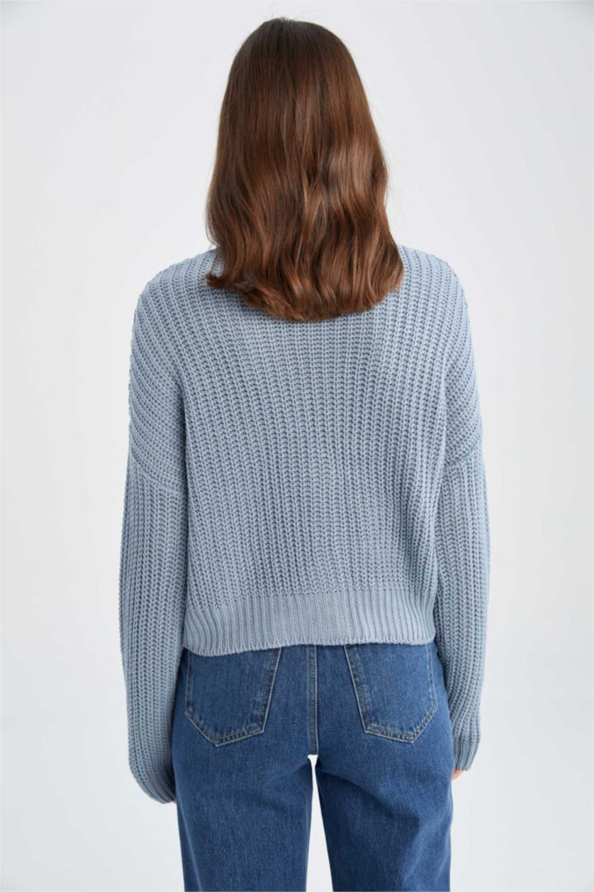 Женщины Светло-синий Кардиган на пуговицах с V-образным вырезом