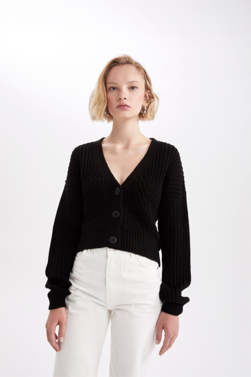 نساء أسود Regular Fit Cardigan