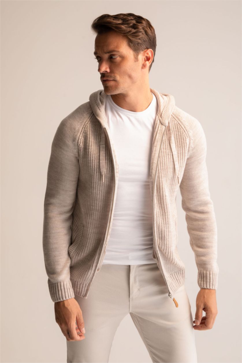 Erkek Bej Melanj Regular Fıt