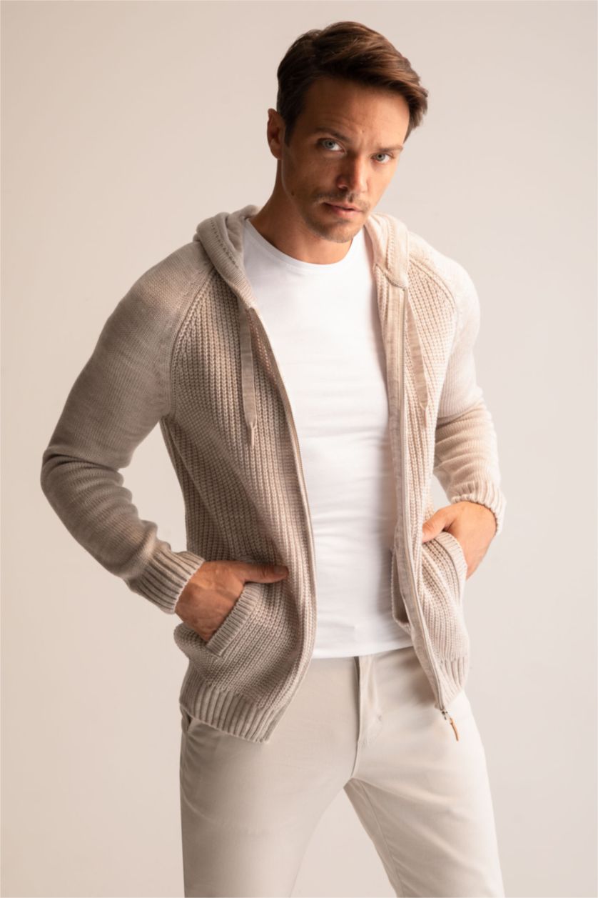 Erkek Bej Melanj Regular Fıt