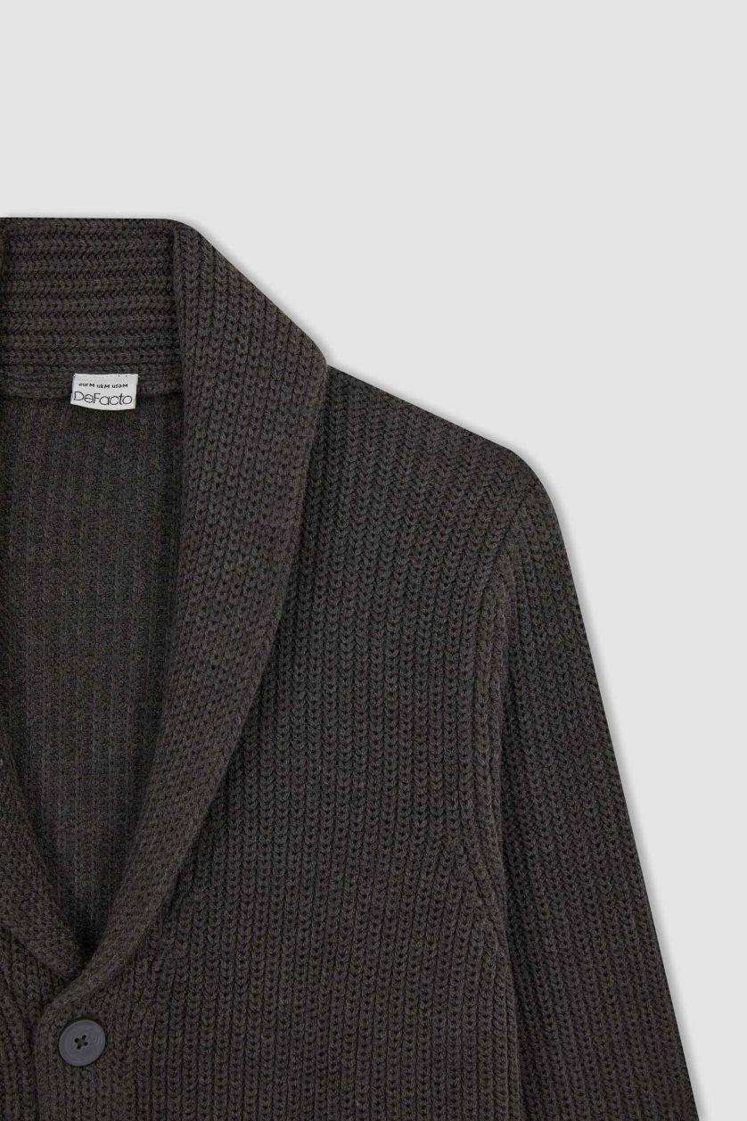 رجال أنثرا كارديجان تريكو قصة عادية برقبة شال