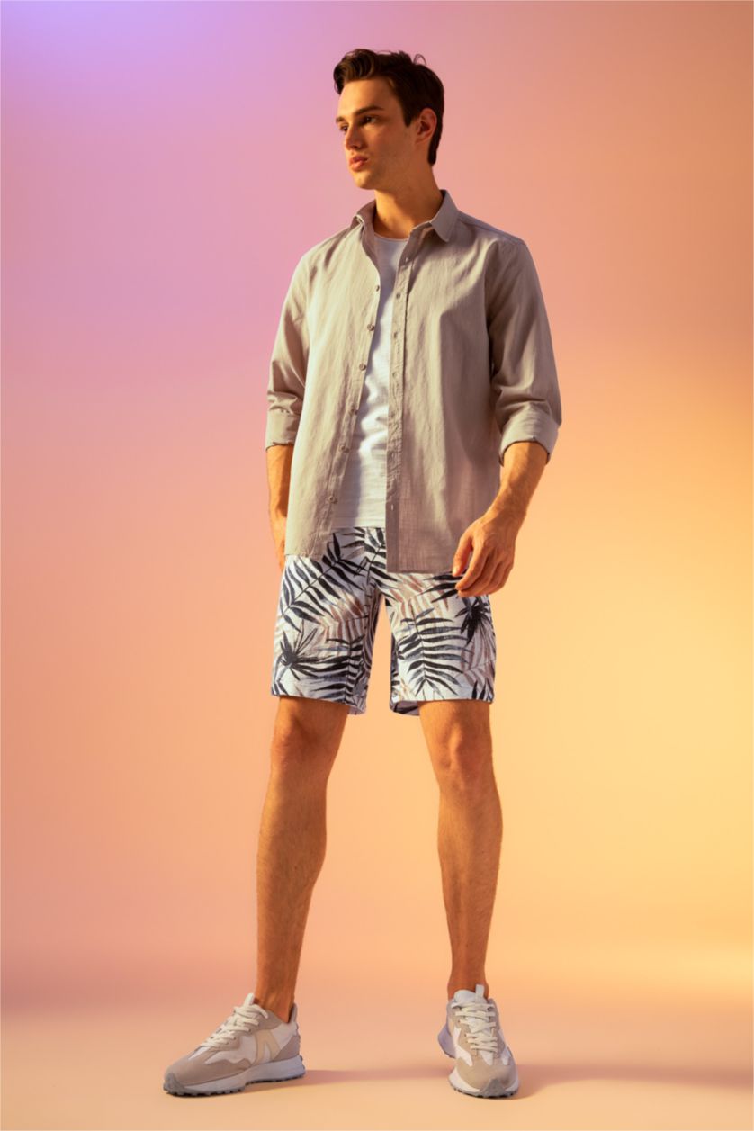 HOMME Beige Chemise slim à manches longues 100% coton