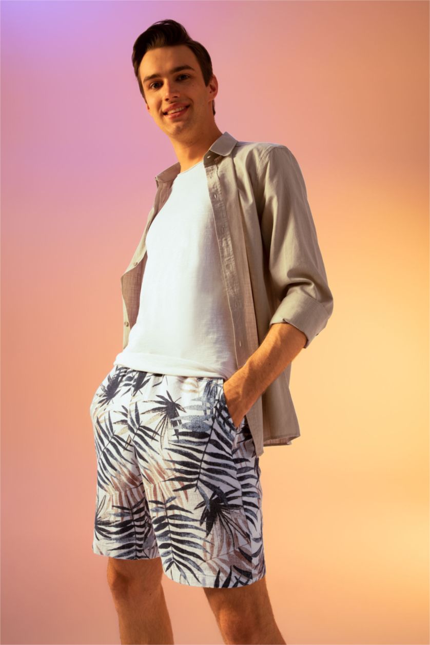 HOMME Beige Chemise slim à manches longues 100% coton